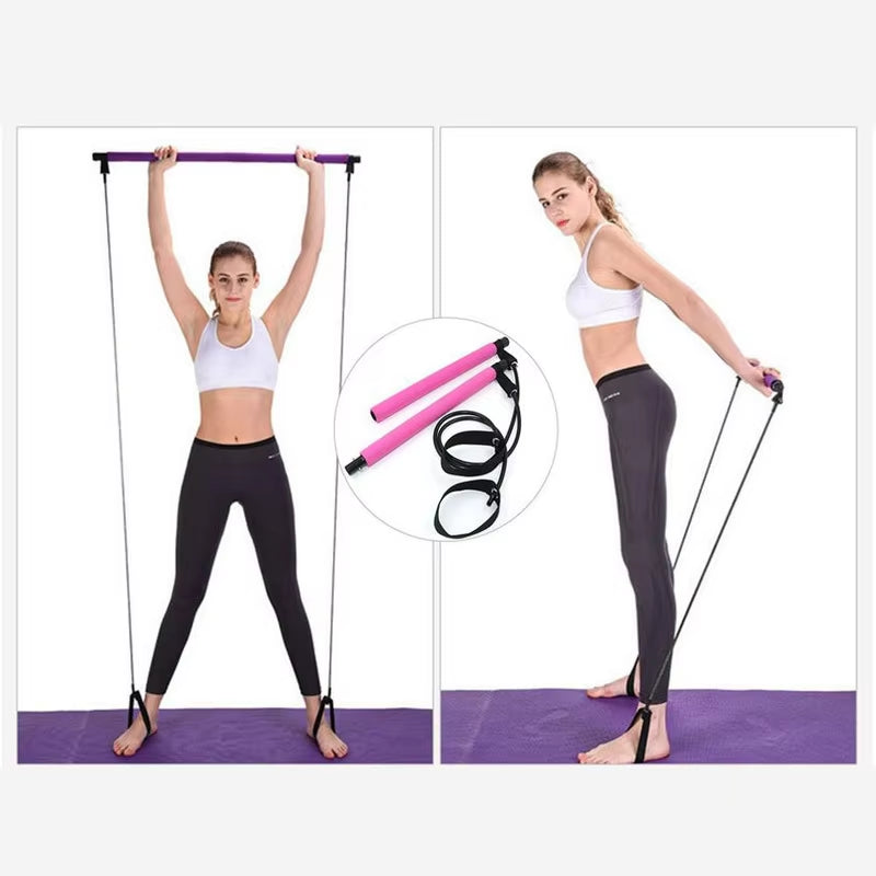 Pilates Bar Kit with Resistance Bands – Full Body Workout Stick