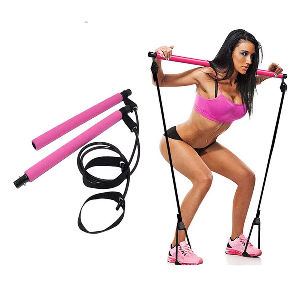 Pilates Bar Kit with Resistance Bands – Full Body Workout Stick