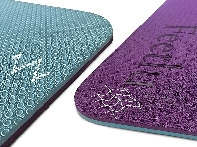Yoga Mat with Strap – 10mm & 12mm Thick Yoga Mat, Non-Skid Dual Surface Workout Mat, Eco-Friendly POE Yoga Mats