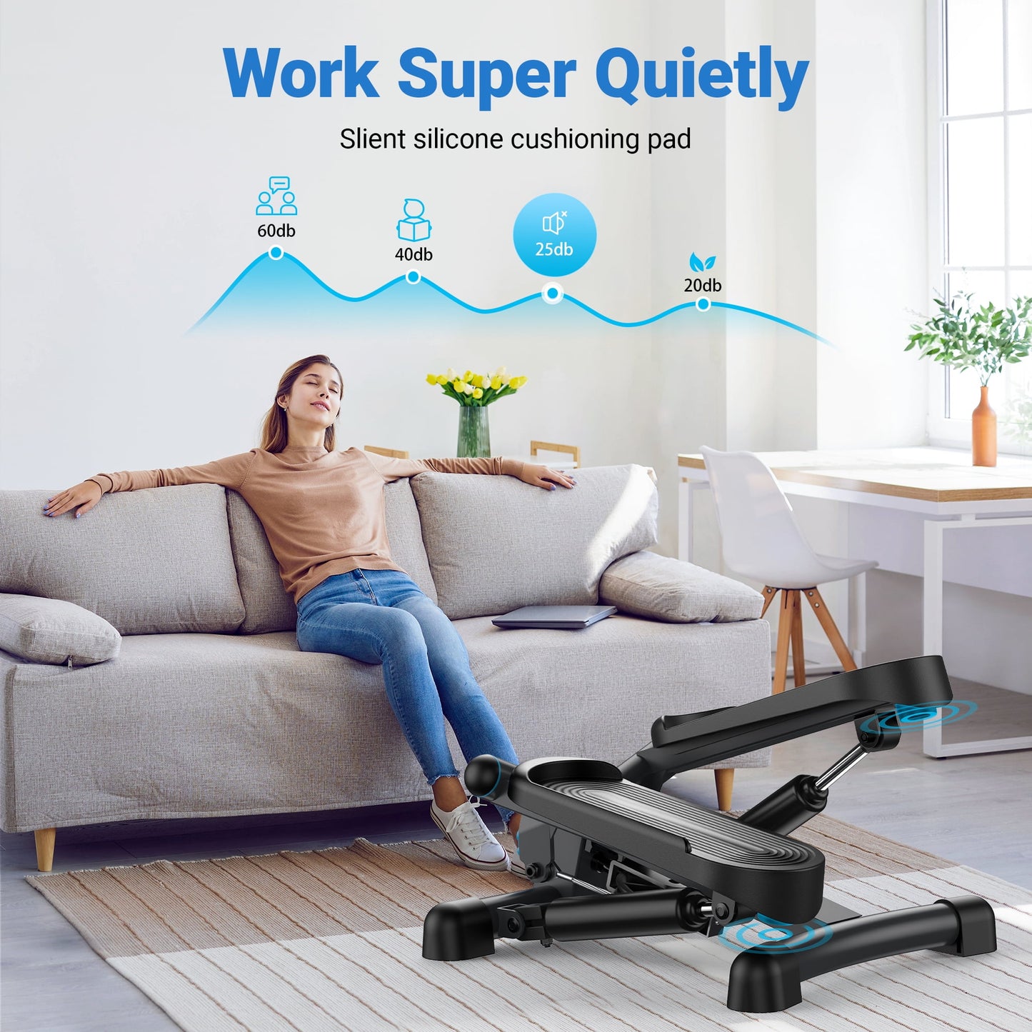 Mini Stair Stepper - 330lbs Capacity, Portable Home & Office Workout