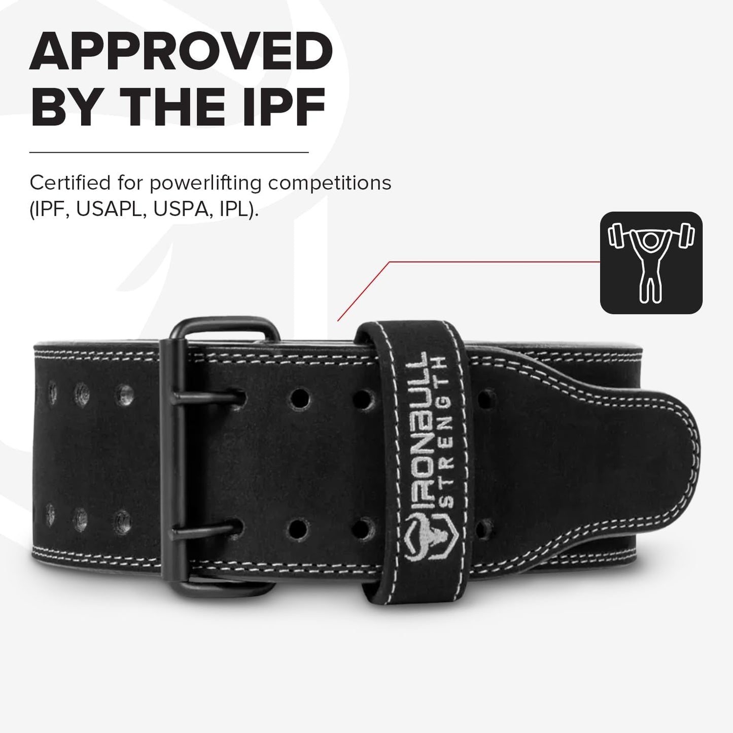 IPF Approved Powerlifting Belt | 10mm Leather Weightlifting Belt for Squats, Deadlifts & Bench Press