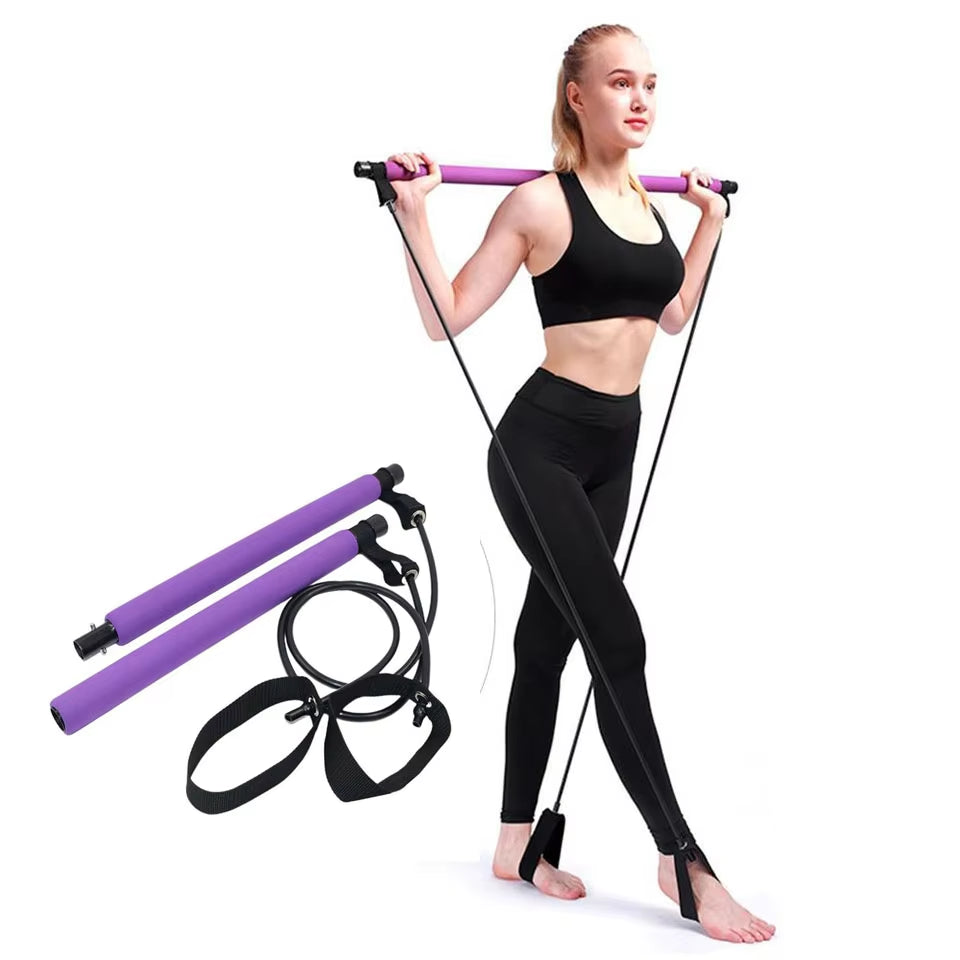 Pilates Bar Kit with Resistance Bands – Full Body Workout Stick