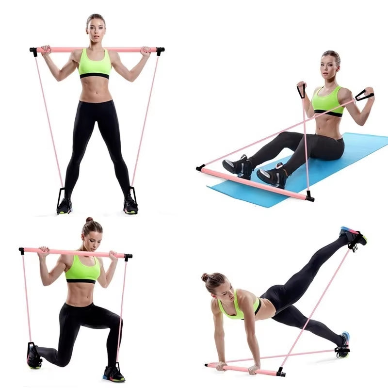 Pilates Bar Kit with Resistance Bands – Full Body Workout Stick
