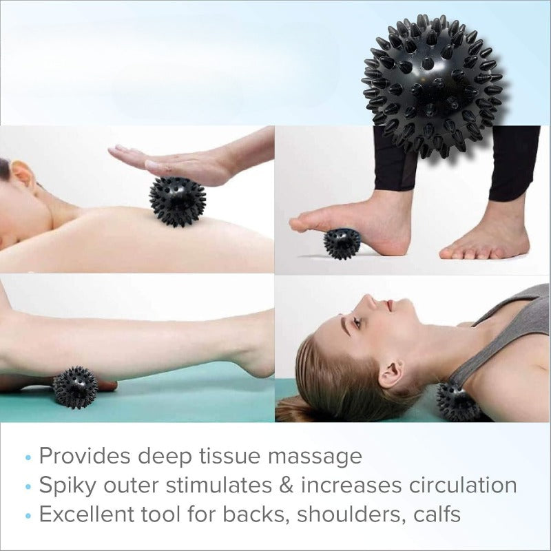 Adjustable back stretcher Waist reliever + Yoga Spiky Ball, SET ergonomic design, effectively relieve chronic lower back pain, easy to use, suitable for home and office use, improve posture, relieve waist pressure, help daily comfortable life