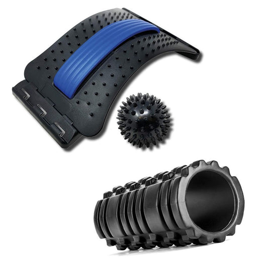 The foam roller Kit With adjustable back tensioner waist device set relieve chronic lower back pain, ergonomic design, suitable for fitness, yoga and Pilates, enhance flexibility, improve balance, help muscle relaxation