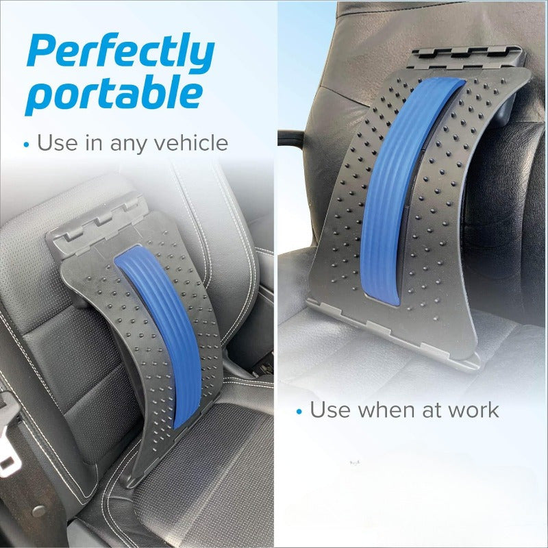Adjustable back stretcher Waist reliever + Yoga Spiky Ball, SET ergonomic design, effectively relieve chronic lower back pain, easy to use, suitable for home and office use, improve posture, relieve waist pressure, help daily comfortable life