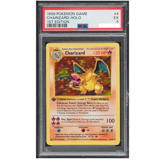 CHARIZARD · 1ST ED, graded PSA 10